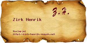Zirk Henrik névjegykártya